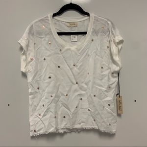 NWT Bella Dahl - Stamped Easy Fray Hem Tee